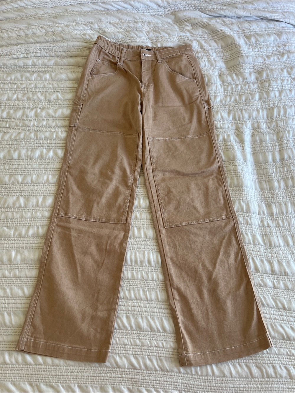 Rue21 tan wide-leg carpenter jeans